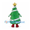 Christmas Tree Mascot Costume with Star and Colorful Ornaments
