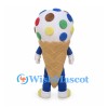 Ice Cream Mascot Costume with Colorful Dots and Clown Face
