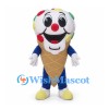 Ice Cream Mascot Costume with Colorful Dots and Clown Face