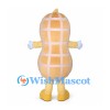 Peanut Mascot Costume with Grid Pattern and Smiling Face