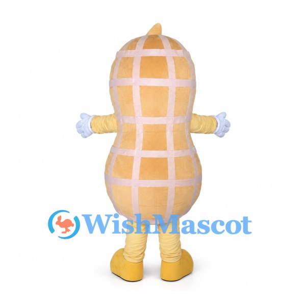 Peanut Mascot Costume with Grid Pattern and Smiling Face