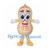 Peanut Mascot Costume with Grid Pattern and Smiling Face