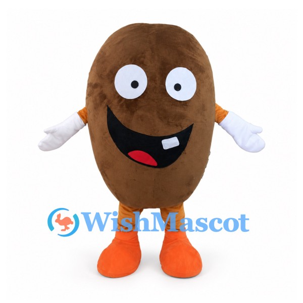 Potato Mascot Costume in Brown with Orange Shoes