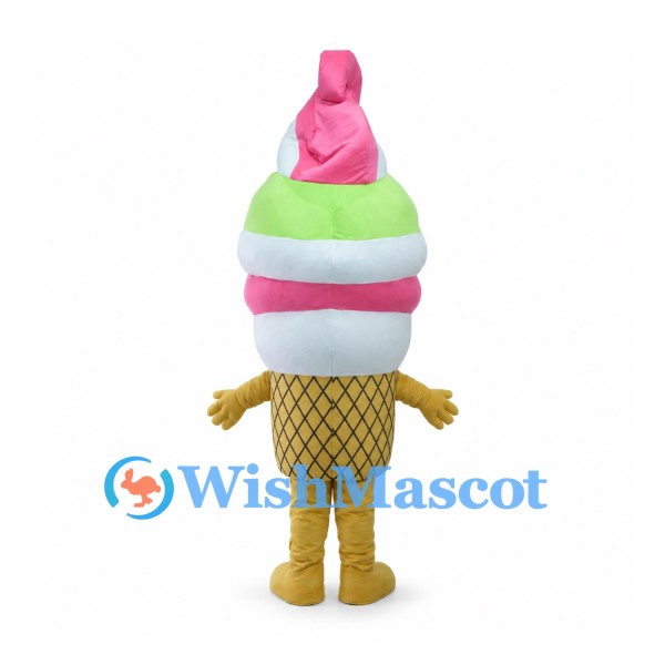 Ice Cream Mascot Costume with Pastel Swirl and Cone Body