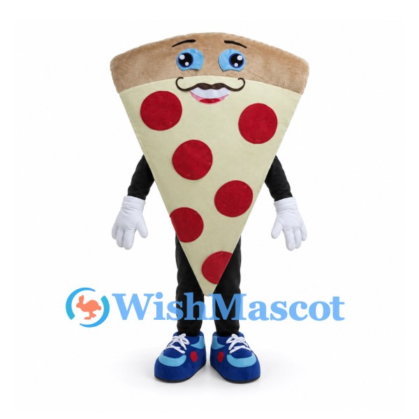Pizza Slice Mascot Costume with Pepperoni and Chef Hat