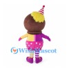 Ice Cream Mascot Costume with Party Hat and Pink Polka Dot Shorts