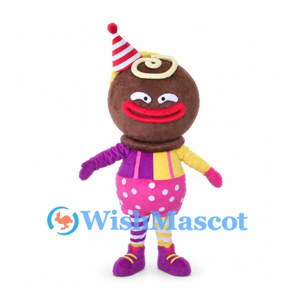 Ice Cream Mascot Costume with Party Hat and Pink Polka Dot Shorts