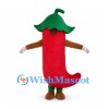 Chili Pepper Mascot Costume in Red with Green Stem Hat