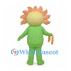 Sunflower Mascot Costume with Orange Petals and Green Body