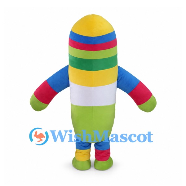 Rainbow Character Mascot Costume with Striped Oval Body