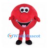 Red Ball Mascot Costume with Smiling Face