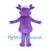 Monster Mascot Costume in Purple with Horns and Pink Spots
