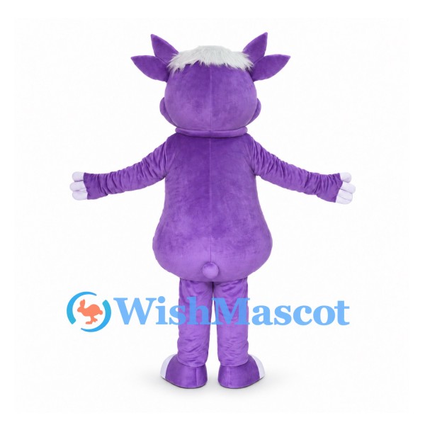 Monster Mascot Costume in Purple with Horns and Pink Spots