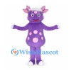Monster Mascot Costume in Purple with Horns and Pink Spots