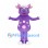 Monster Mascot Costume in Purple with Horns and Pink Spots