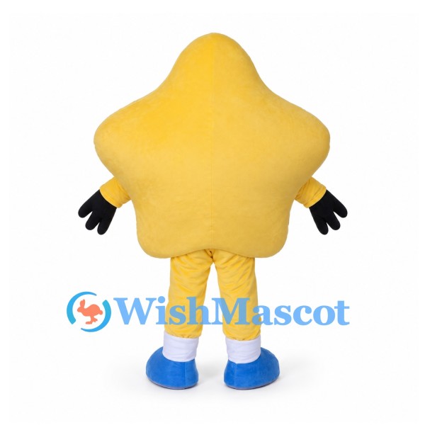 Star Mascot Costume in Yellow with Glasses and Red Bow Tie