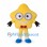 Star Mascot Costume in Yellow with Glasses and Red Bow Tie