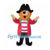 Pirate Mascot Costume with Black Hat and Red Coat
