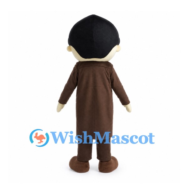 Man Mascot Costume with Black Mustache and Brown Suit