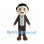 Man Mascot Costume with Black Mustache and Brown Suit