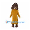 Man Mascot Costume with Brown Braided Hair and Gold Coat