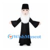 Wizard Mascot Costume with Black Robe and White Beard
