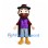 Man Mascot Costume with Feathered Black Hat and Purple Vest