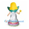 Fairy Mascot Costume with Silver Dress, Green Wings and Star Wand