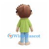 Boy Mascot Costume with Black Glasses and Green Polo Shirt