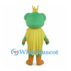Frog Mascot Costume with Gold Crown and Yellow Cape