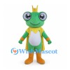 Frog Mascot Costume with Gold Crown and Yellow Cape
