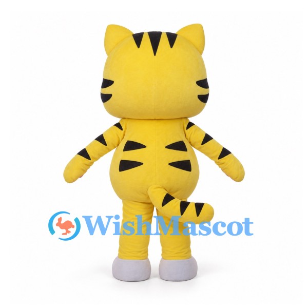 Tiger Mascot Costume in Yellow with Pink Star on White Belly