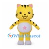 Tiger Mascot Costume in Yellow with Pink Star on White Belly