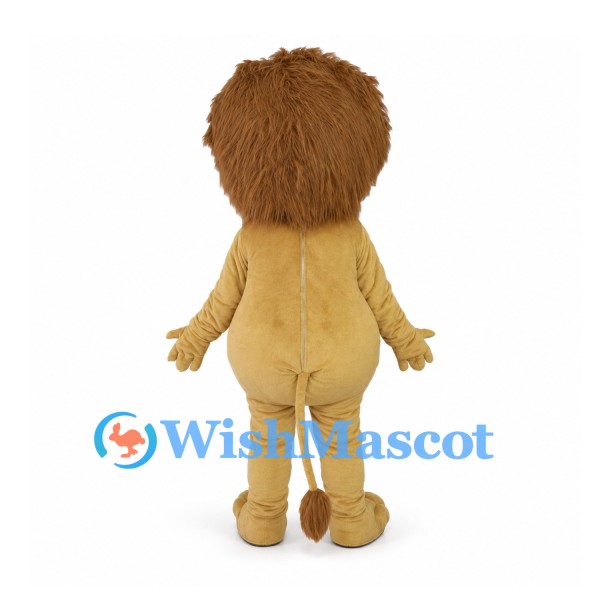Lion Mascot Costume in Tan with Shaggy Brown Mane