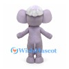 Elephant Mascot Costume in Lavender with Pink Ears