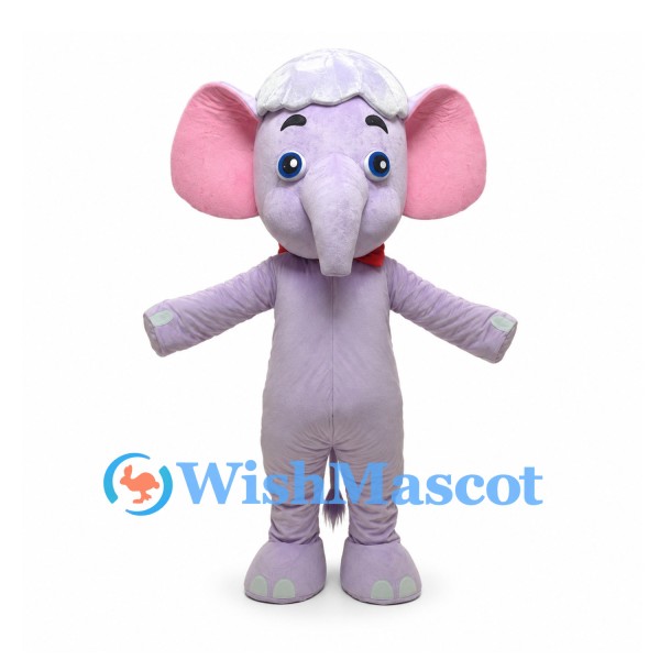 Elephant Mascot Costume in Lavender with Pink Ears