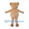 Bear Mascot Costume in Tan with Brown Bow Tie