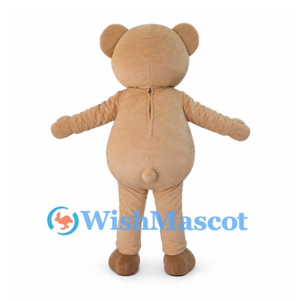 Bear Mascot Costume in Tan with Brown Bow Tie