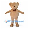 Bear Mascot Costume in Tan with Brown Bow Tie