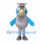 Owl Mascot Costume in Gray with Graduation Cap and Blue Wings