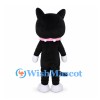 Cat Mascot Costume in Black and White with Pink Collar