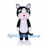 Cat Mascot Costume in Black and White with Pink Collar