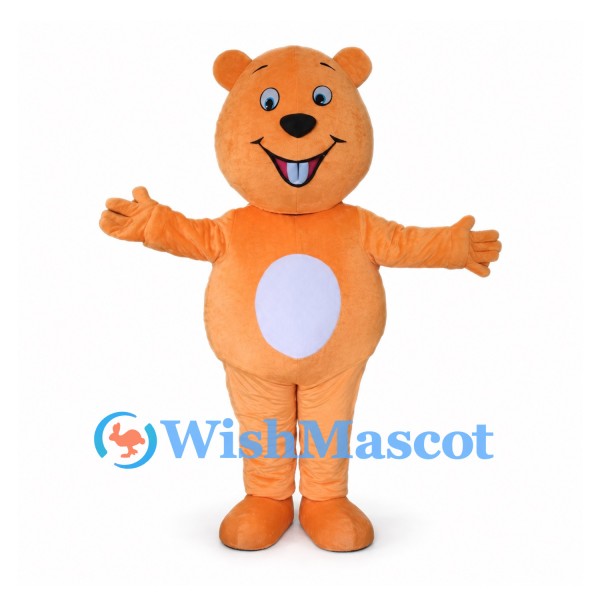 Bear Mascot Costume in Orange with White Belly