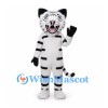 White Tiger Mascot Costume with Black Stripes