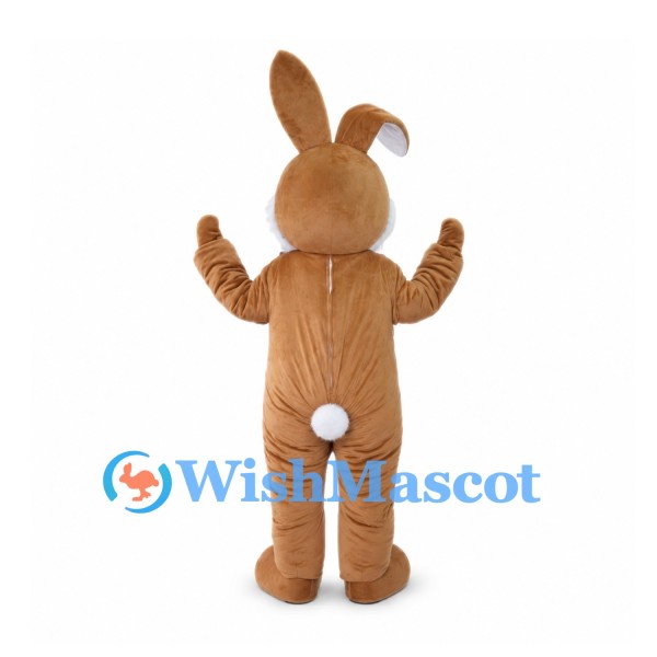 Rabbit Mascot Costume in Brown with White Belly