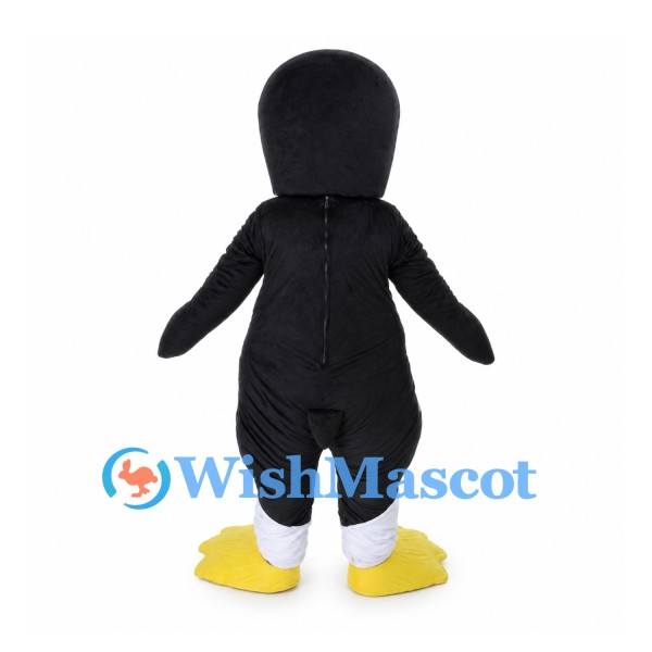 Penguin Mascot Costume in Black and White with Yellow Beak