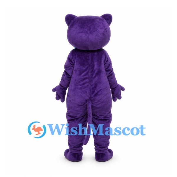 Panther Mascot Costume in Purple with White Whiskers