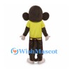 Monkey Mascot Costume with Yellow Shirt and Burgundy Apron