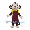 Monkey Mascot Costume with Yellow Shirt and Burgundy Apron