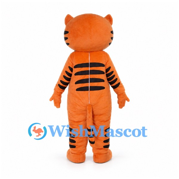 Tiger Mascot Costume in Orange with Wide Toothy Smile